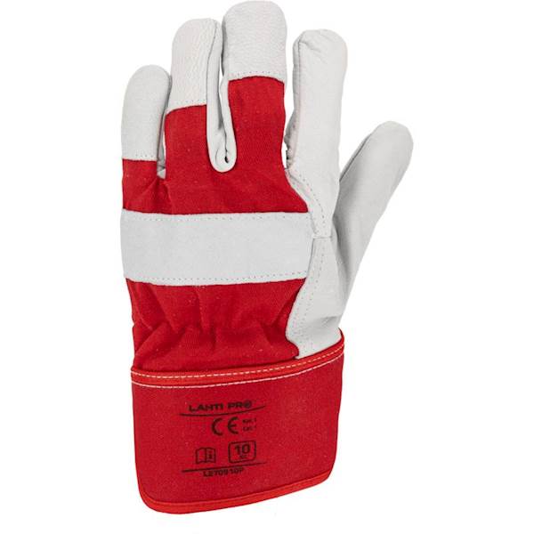 RĘKAWICE ZE SKÓRY KOZIEJ LAHTI PRO L2709 CZERWONO-BIAŁE 10