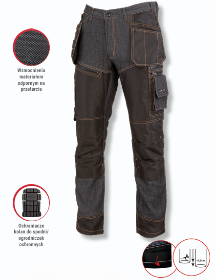 SPODNIE JEANSOWE ZE WZMOCNIENIAMI LAHTI PRO L40528 CZARNE 2XL