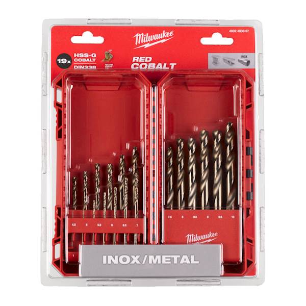 ZESTAW WIERTEŁ DO METALU HSS-G MILWAUKEE RED COBALT 19 ELEMENTÓW 1-10 MM