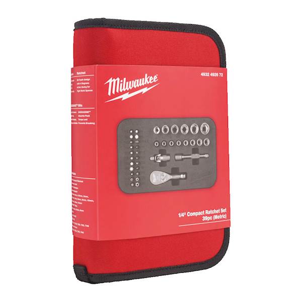 KOMPAKTOWY ZESTAW GRZECHOTEK I NASADEK 1/4" MILWAUKEE 39 ELEMENTÓW