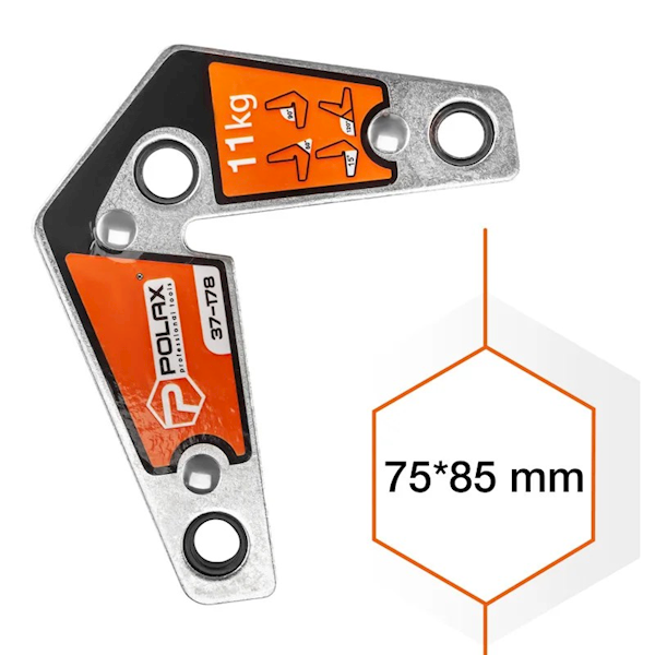 SPAWALNICZY KĄTOWNIK MAGNETYCZNY POLAX 15°,60°,90°,120° 11 KG 75 X 85 MM