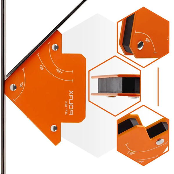 SPAWALNICZY KĄTOWNIK MAGNETYCZNY POLAX 45°,90°,135° 11 KG 70 X 80 X 14 MM
