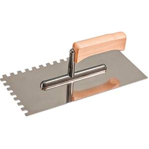 PACA NIERDZEWNA ZĘBATA MAAN STOPKA ALU UCHWYT DREWNIANY 130 X 270 MM ZĄB 4 X 4 MM