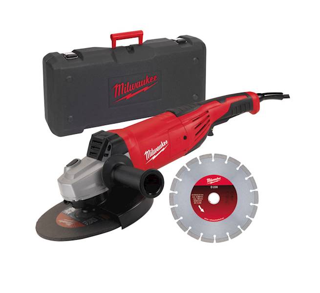 SZLIFIERKA KĄTOWA 230 MM O MOCY 2200 W MILWAUKEE AG 22-230 E D-SET