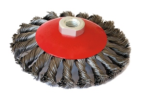 SZCZOTKA STOŻKOWA DRUT SPLATANY 125MM INOX 