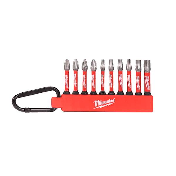 ZESTAW BITÓW UDAROWYCH MILWAUKEE SHOCKWAVE IMPACT DUTY 10 ELEMENTÓW + KARABIŃCZYK