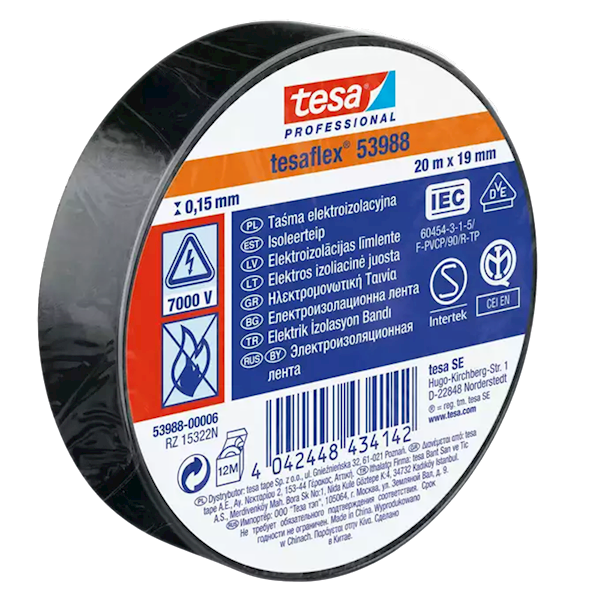 TAŚMA IZOLACYJNA TESA 19 MM X 20 M CZARNA