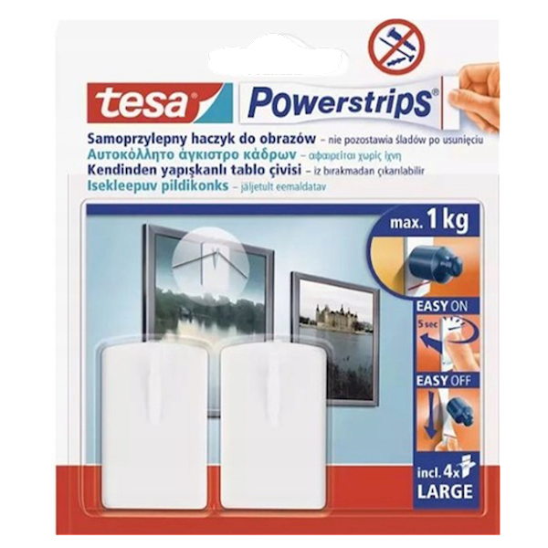 HACZYK SAMOPRZYLEPNY DO OBRAZÓW TESA POWERSTRIPS DO 1 KG BIAŁY