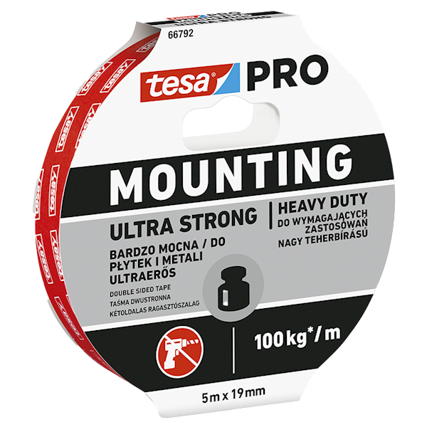 TAŚMA MONTAŻOWA DWUSTRONNA TESA PRO MOUNTING ULTRA STRONG 19 MM X 5 M
