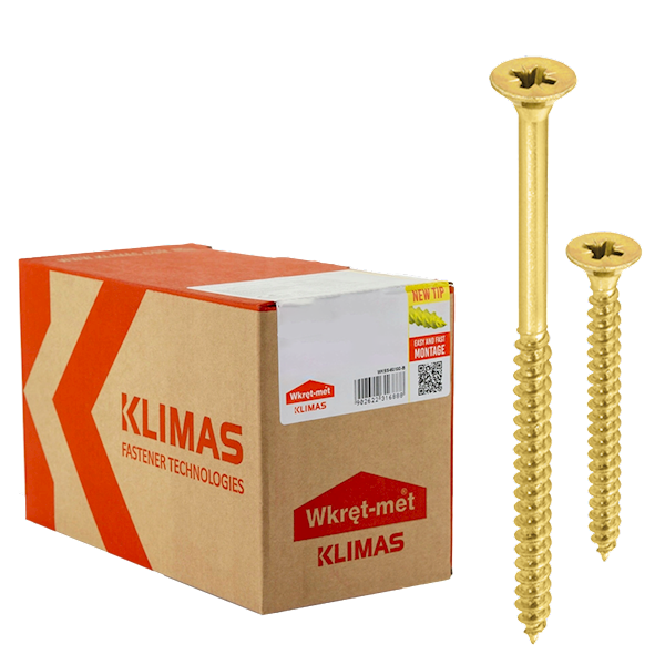 WKRĘTY HARTOWANE DO DREWNA 3,5x40 PZ2 OCYNKOWANE KLIMAS - 100 szt.