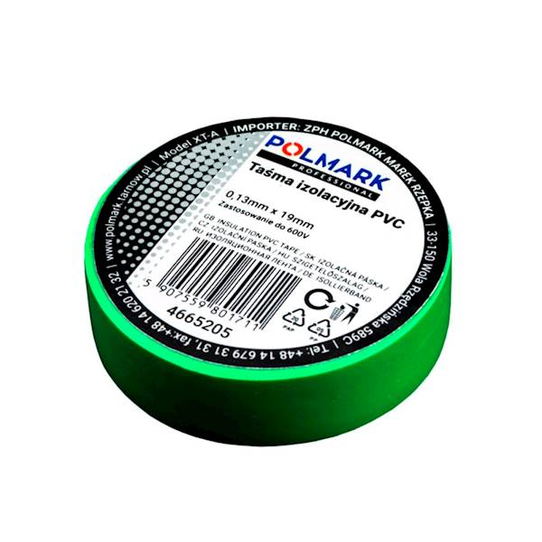 TAŚMA ELEKTROIZOLACYJA POLMARK 15 MM X 10 M ZIELONA