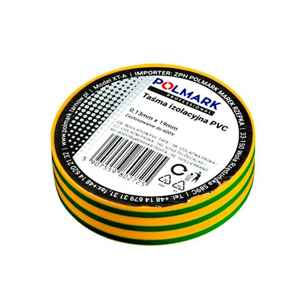 TAŚMA ELEKTROIZOLACYJA POLMARK 19 MM X 20 M ZIELONO-ŻÓŁTA