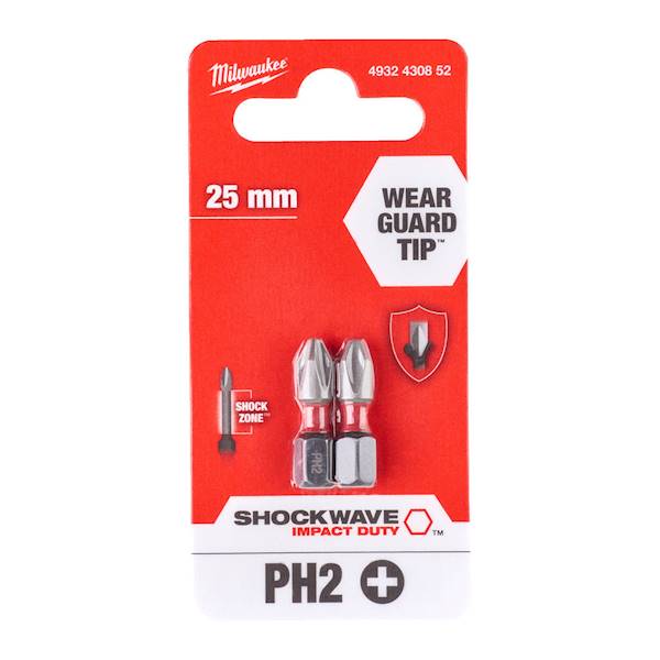 BIT UDAROWY MILWAUKEE SHOCKWAVE IMPACT DUTY PH2 X 25 MM 2 SZTUKI