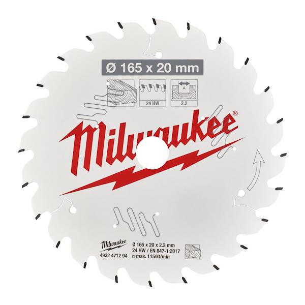 TARCZA PILARSKA DO RĘCZNYCH PIŁ TARCZOWYCH MILWAUKEE CSB P W 165 X 20 X 2,2 MM 24ATB