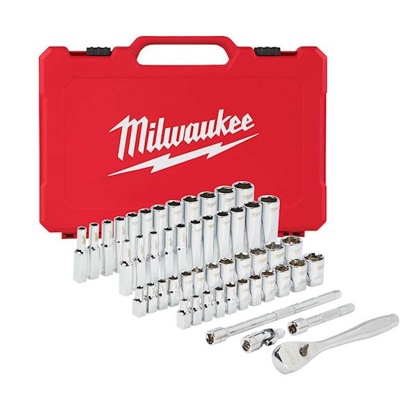 ZESTAW NASADEK 1/4" Z GRZECHOTKĄ MILWAUKEE 50 ELEMENTÓW - METRYCZNE I CALOWE