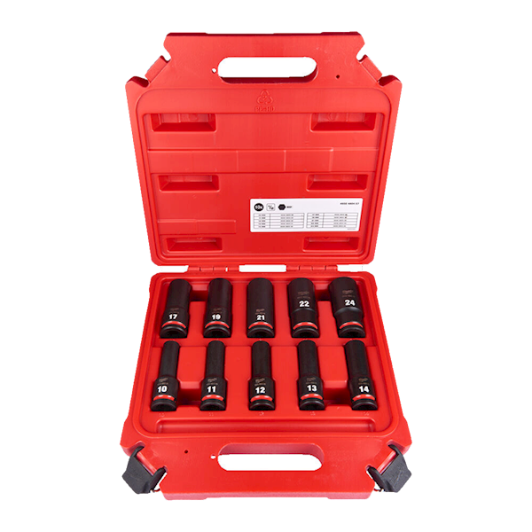 ZESTAW NASADEK UDAROWYCH DŁUGICH 1/2" MILWAUKEE SHOCKWAVE IMPACT DUTY STD 10 ELEMENTÓW 10-24 MM