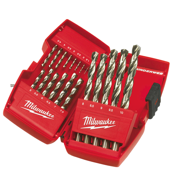 ZESTAW WIERTEŁ DO METALU HSS-G MILWAUKEE THUNDERWEB 19 ELEMENTÓW 1-10 MM