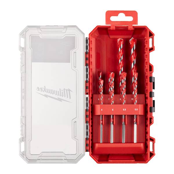 ZESTAW WIERTEŁ UDAROWYCH DO BETONU PREMIUM Z UCHWYTEM CYLINDRYCZNYM MILWAUKEE 8 ELEMENTÓW 4-10 MM
