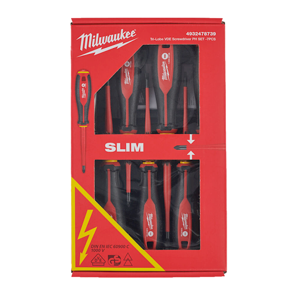 ZESTAW WKRĘTAKÓW IZOLOWANYCH MILWAUKEE TRI-LOBE VDE SL/PH 7 ELEMENTÓW
