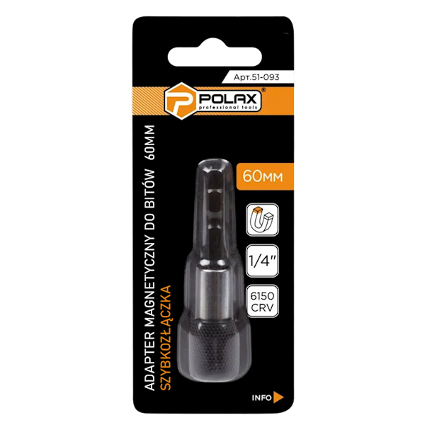 UCHWYT MAGNETYCZNY BITÓW QUICK LOCK POLAX CR-V 1/4" 60 MM