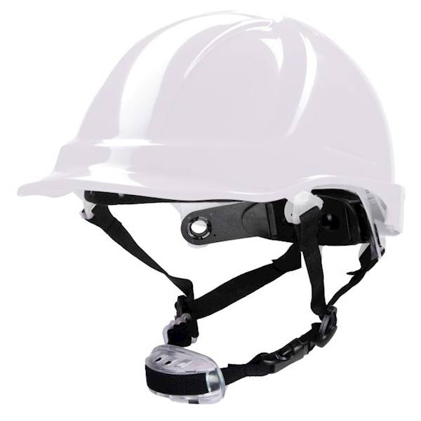 BIAŁY HEŁM ABS POLSTAR Z POKRĘTŁEM, 4 PKT. PASEK PODBRÓDKOWY YS-7, REGULACJA OBWODU 53-64 CM