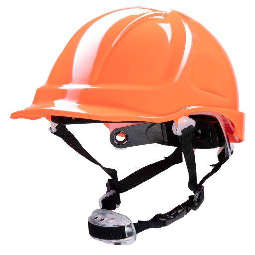 POMARAŃCZOWY HEŁM ABS POLSTAR Z POKRĘTŁEM, 4 PKT. PASEK PODBRÓDKOWY YS-7, REGULACJA OBWODU 53-64 CM