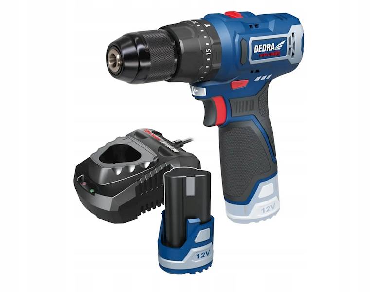 ZESTAW WIERTARKO-WKRĘTARKA+ŁADOWARKA+AKU 2,0Ah 12V 