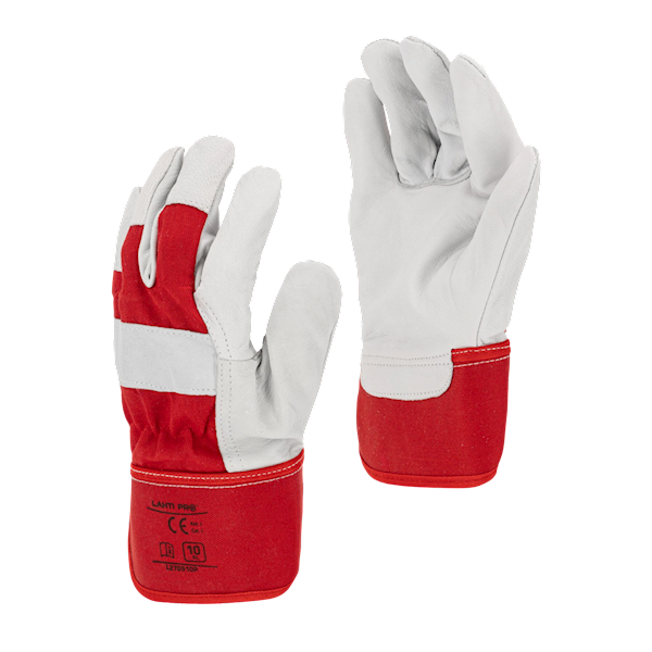 RĘKAWICE ZE SKÓRY KOZ. CZER. R.10 KART.