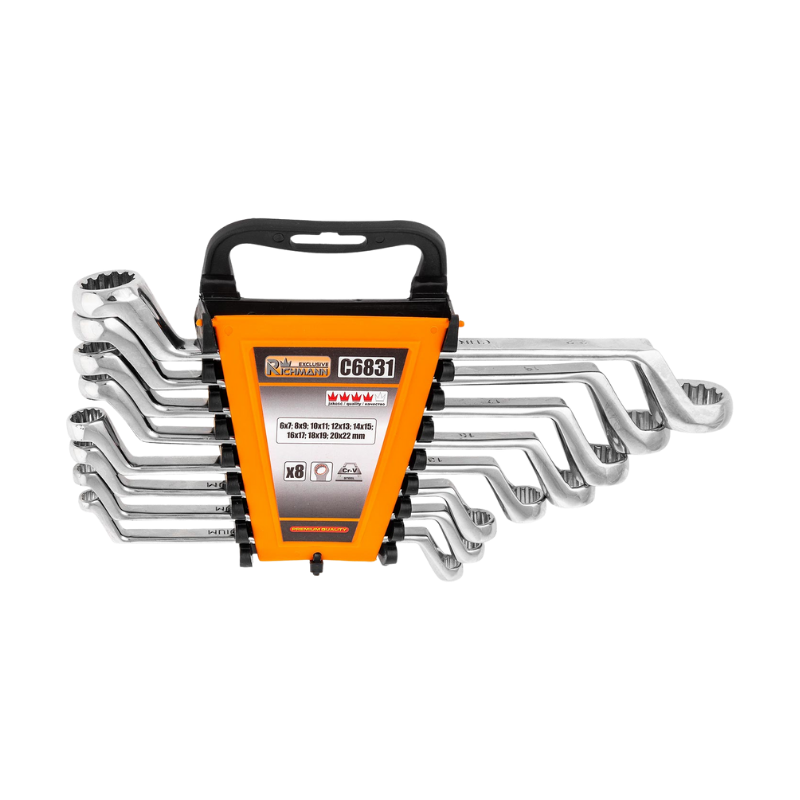 ZESTAW KLUCZY OCZKOWYCH GIĘTYCH 6 - 22 MM RICHAMNN 8 ELEMENTÓW