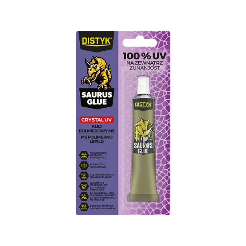 KLEJ POLIMEROWY DISTYK SAURUS CRYSTAL 100% UV TUBKA 25 ML BEZBARWNY