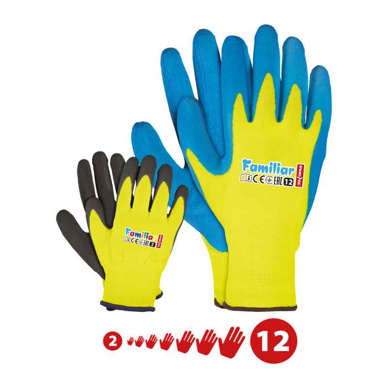 RĘKAWICE POWLEKANE SPIENIONYM LATEKSEM REIS FAMILIAR ROZMIAR 6