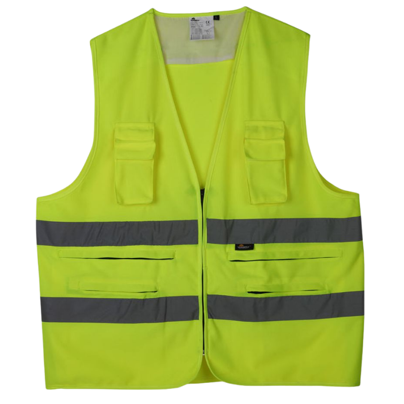 KAMIZELKA OSTRZ. Z KIESZENIAMI ŻÓŁTA R.XXL