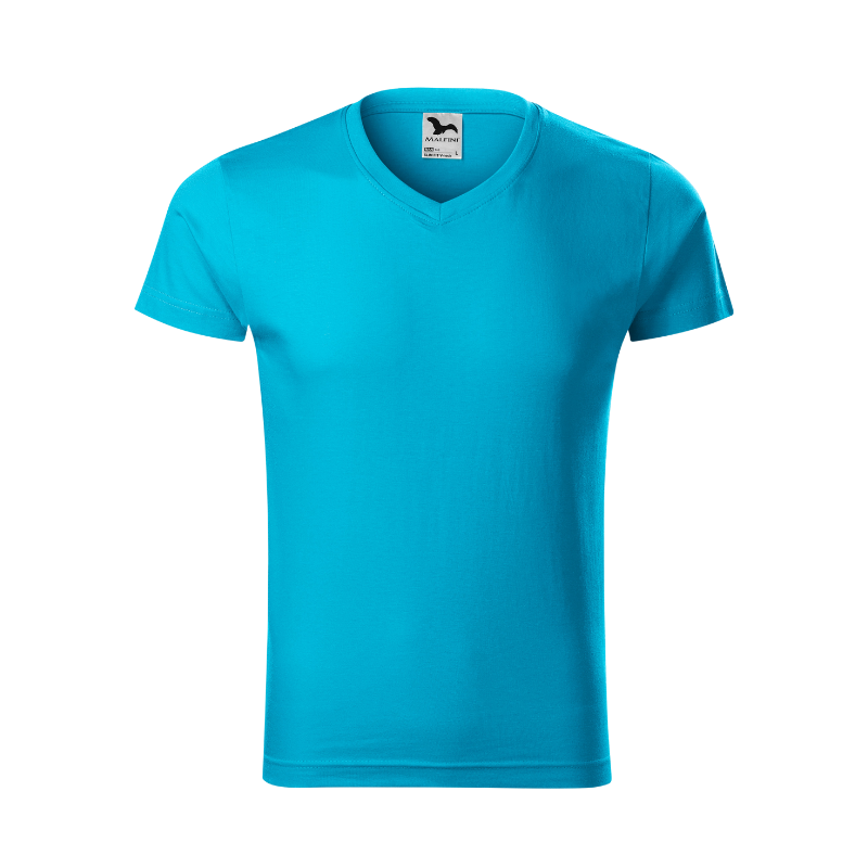 KOSZULKA T-SHIRT MALFINI SLIM FIT V-NECK 14644 TURKUSOWA L