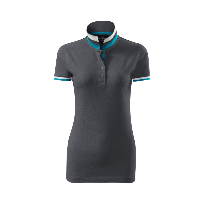 KOSZULKA POLO DAMSKA MALFINI COLLAR UP 257 ANTRACYT M