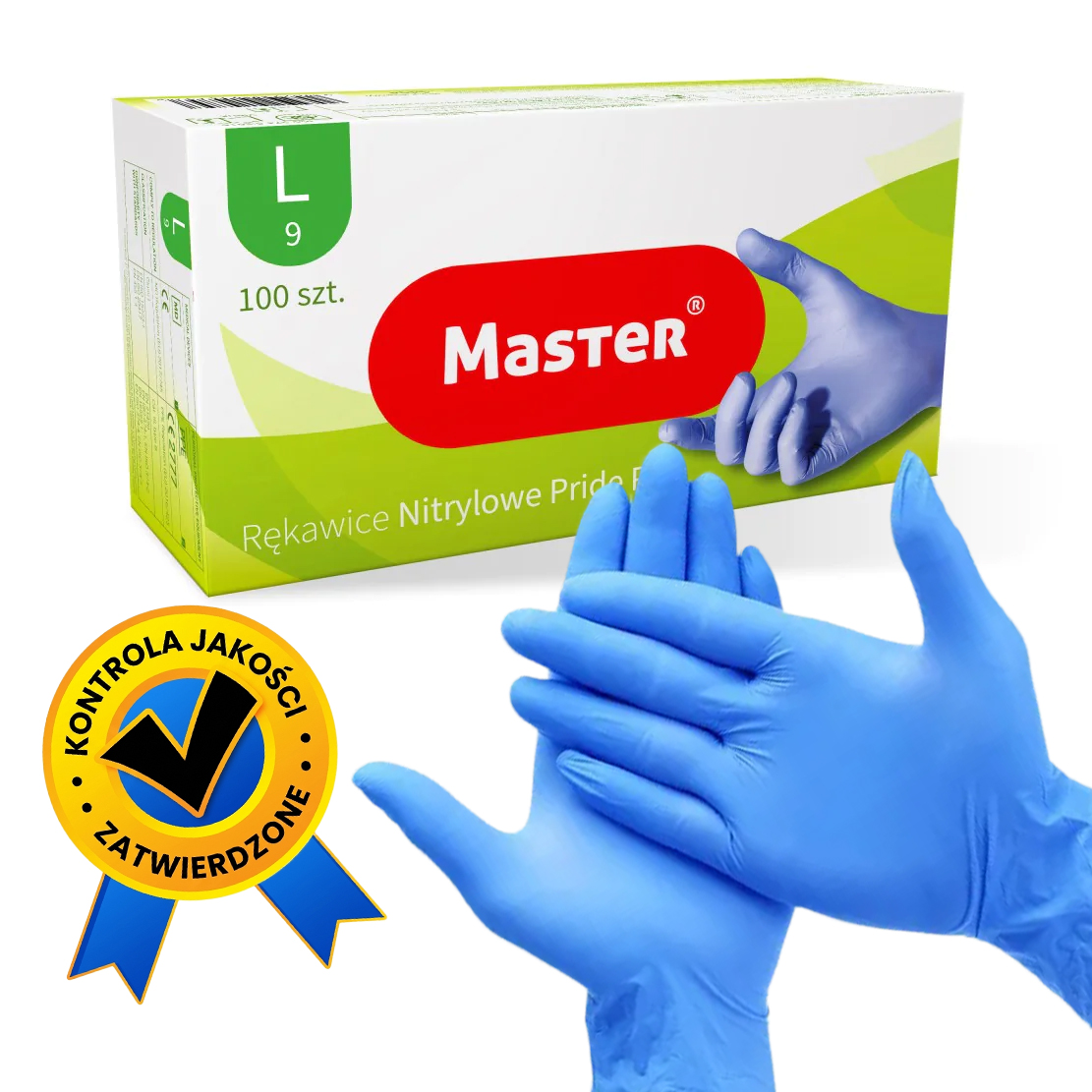 RĘKAWICE DIAGNOSTYCZNE NITRYL MASTER PRIDE NIEBIESKIE R.L 100SZT