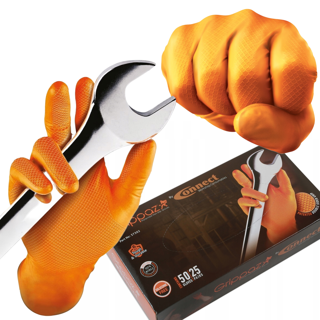 RĘKAWICE GRIPPAZ POMARAŃCZOWE R.9/L OP50SZT 