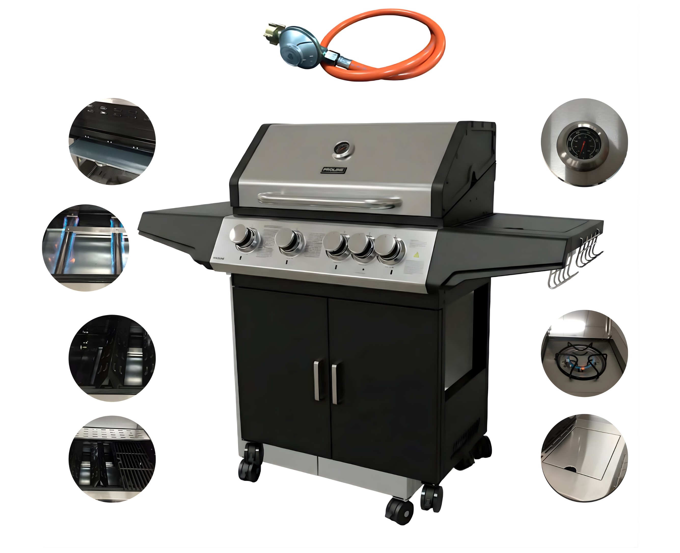 GRIL GAZOWY CZARNY 4+1