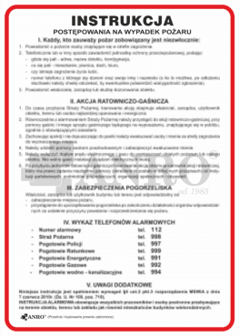 INSTRUKCJA POSTĘPOWANIA NA WYPADEK POŻARU IP01/P