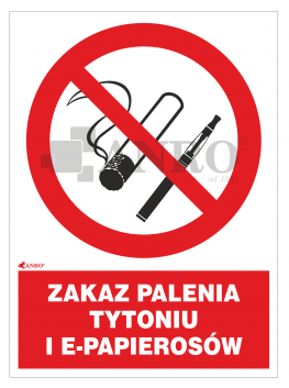 NAKLEJKA ZAKAZ PAL I E-PAP ANRO 150X205 12P/5/F1/F