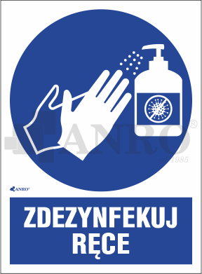 NAKLEJKA ZDEZYNFEKUJ RĘCE 20X30 CM ANRO
