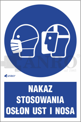 NAKLEJKA OSŁONA NOSA I UST NAKAZ 20X30 CM ANRO