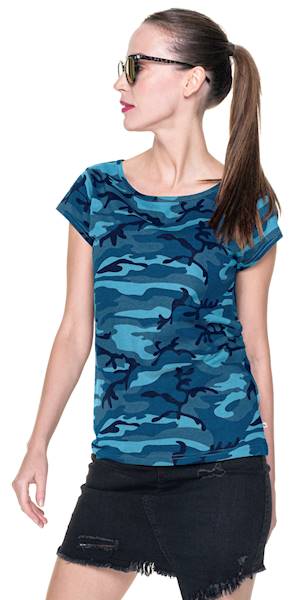 KOSZULKA CRIMSON DAMSKA CAMO NIEBIESKIE ROZMIAR M