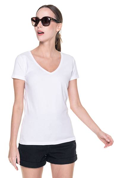 KOSZULKA PROMOSTARS V-NECK DAMSKA BIAŁA 20 R.S