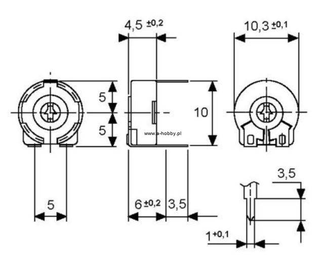 POTENCJOMETR 2M5 PT10LV  x10 szt.