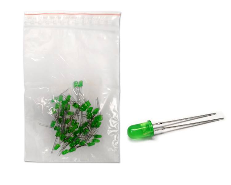 DIODA LED 5mm GREEN x50 szt.