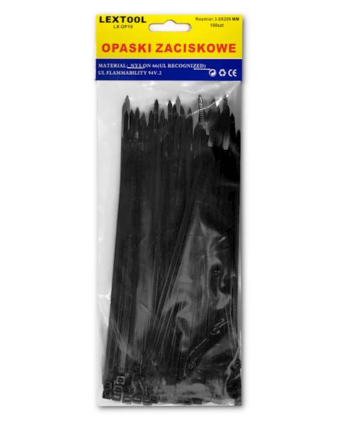 OPASKI ZACISKOWE CZARNE 20cm x 3,6mm 100 szt.