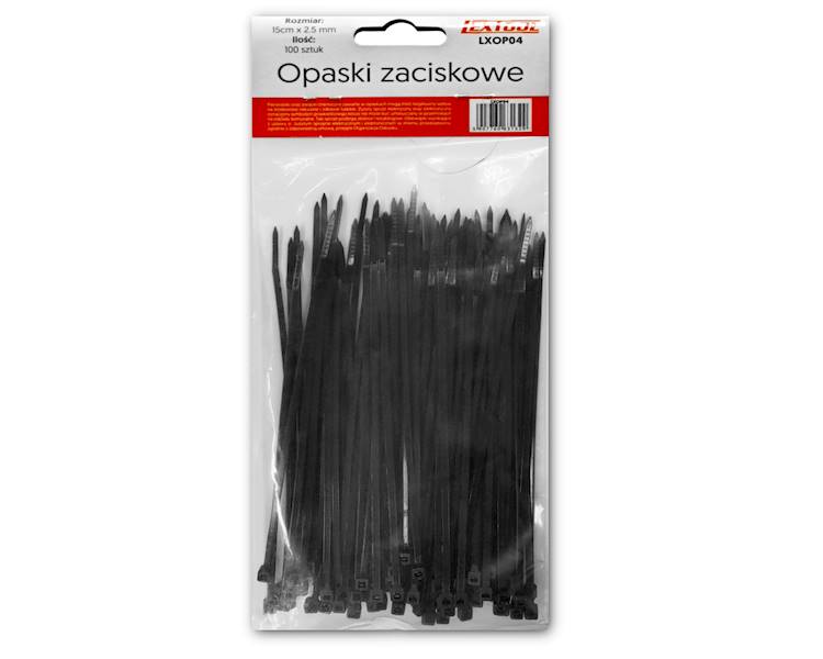 OPASKI ZACISKOWE CZARNE 15cm x2,5mm 100 szt.