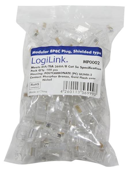 WTYK RJ45 8P8C CAT5e 100szt LogiLink MP0002