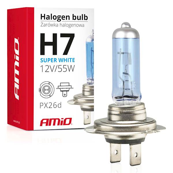 ŻARÓWKA H7 55W SUPER WHITE AMiO 01157 - 1szt