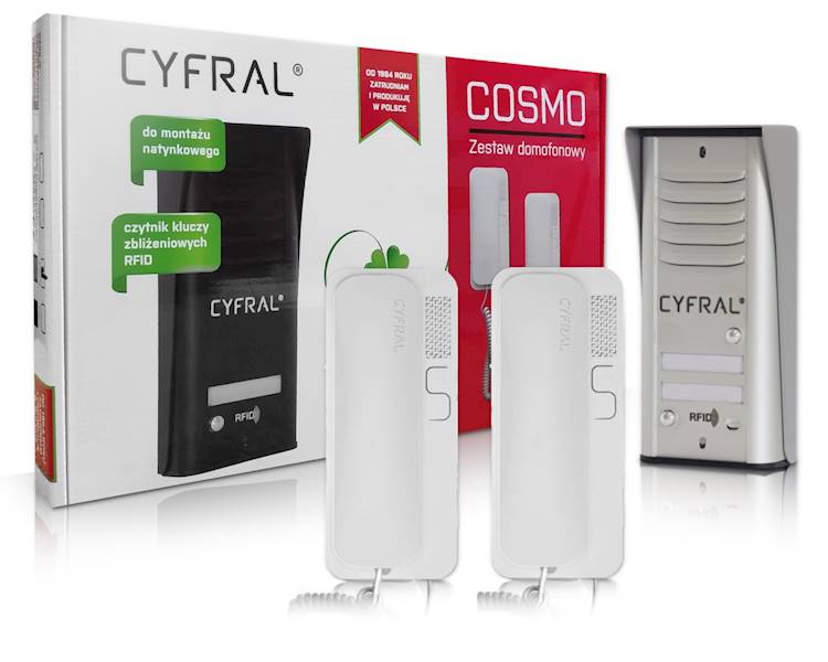 DOMOFON CYFRAL COSMO 2R 2xlokator z czyt.